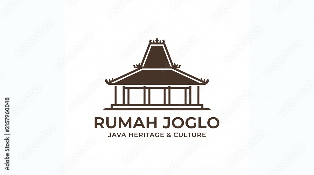 Obraz premium Javanese Joglo House Logo Representing Traditional Indonesian Architecture