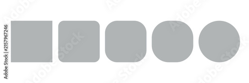 Shape Progression from Square to Circle, Set of Square, Circle and Rounded Square Shapes.  Useful for modern graphic design, backgrounds, templates and decorative layouts.