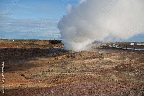 Geothermal power plant Gunnuhver in south west Iceland