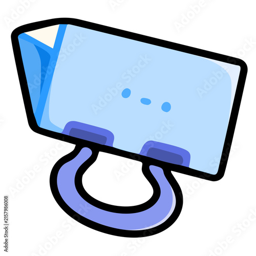 Cute Blue Binder Clip Cartoon Illustration