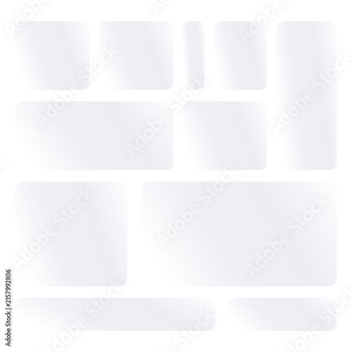 Glass liquid ui button set with transparent 3d effect - rectangle frame box elements in various sizes and proportions, glossy morphism style borders for modern interface design on light background.