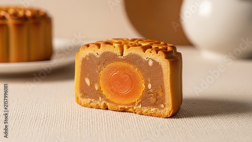 Delicious Traditional Chinese Mooncake with Salted Egg Yolk