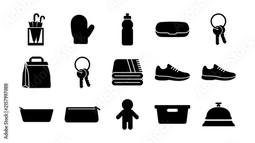 Flat icons set of travel and daily essentials