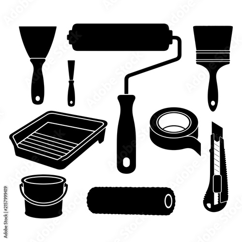 Professional Vector Icon Set of Kitchen Cooking Tools and Hairdressing Equipment for Food Preparation, Restaurant, Beauty Salon and Hair Care Isolated Silhouette Collection