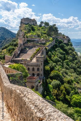 Scenographic view in the marvelous Xativa Castle, Province of Valencia, Spain.