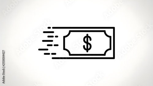 Fast moving paper money banknote icon