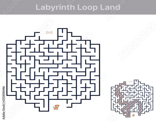 Maze puzzle with intricate paths and a smaller maze outline  
