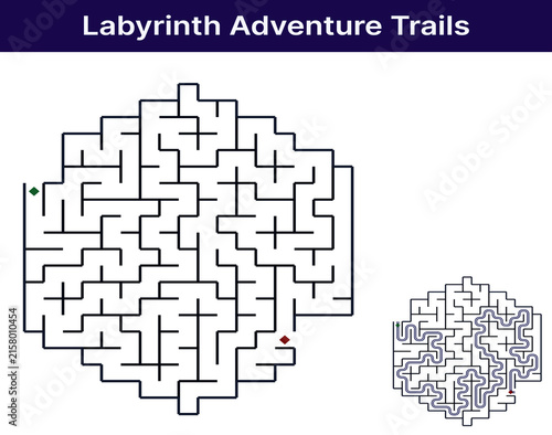 Labyrinth adventure trails with intricate pathways and solutions  