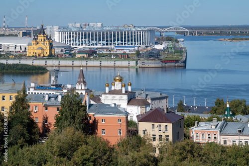 Bild auf Leinwand A view of the confluence of the Volga and Oka rivers on a sunny September day