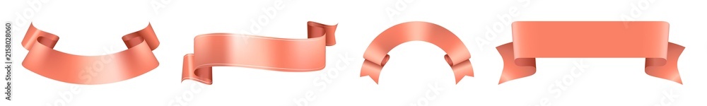 Obraz premium Elegant coral ribbon banner collection