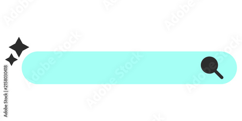 Minimal Search Bar UI Element with Magnifying Glass and Sparkle Accent, Editable Vector Design