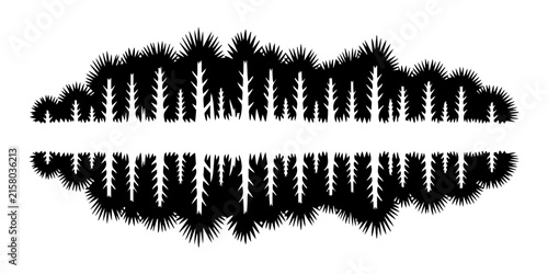 Принти на полотні Abstract black forest silhouettes with sharp pointy trees creating symmetrical horizontal design element
