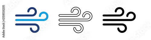 Multicolor Wind Icon Set with Filled and Outline Styles for Air Flow Breeze Weather Climate Ventilation Environment and Natural Energy Isolated on Transparent Background