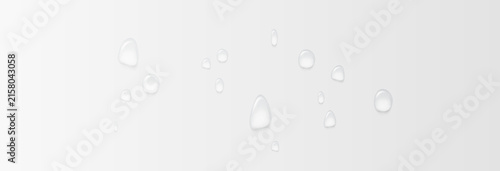 Картината върху платно Realistic water drops on a transparent background, condensation on the surface with light reflection and shadow, vector, png, 3D effect