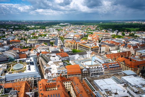 Aerial view over the city of Leipzig