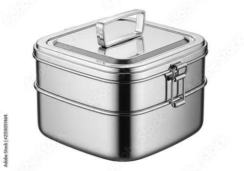 Stylish stainless steel food container with secure locking lid and handle