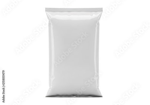 Standing white paper bag with sealed top and bottom edges