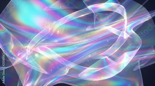 Fototapeta kuchenna Iridescent holographic abstract background, fluid rainbow light waves, ethereal pearlescent texture for futuristic digital design