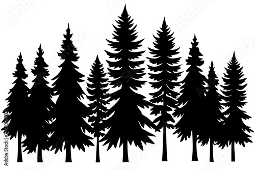 Tree set silhouette vector, forest trees collection icon  black symbol