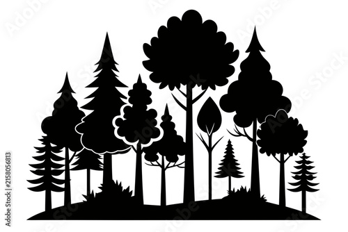 Tree set silhouette vector, forest trees collection icon  black symbol