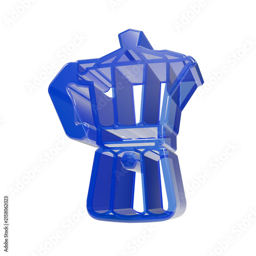 Cuadro en lienzo Moka pot coffee maker 3D icon blue glass style for cafe menu design