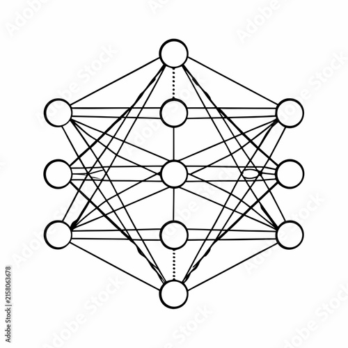 machine learning neural network diagram icon