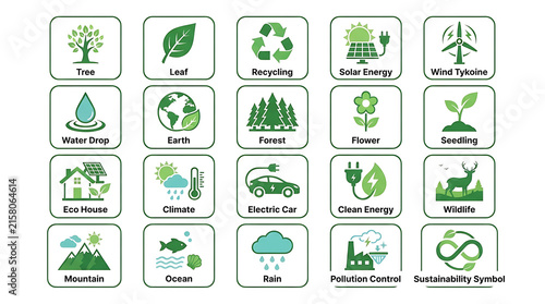 ecology icons set