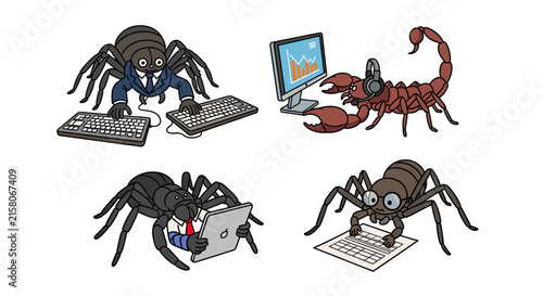 Spiders and scorpions coding and using computer tech.