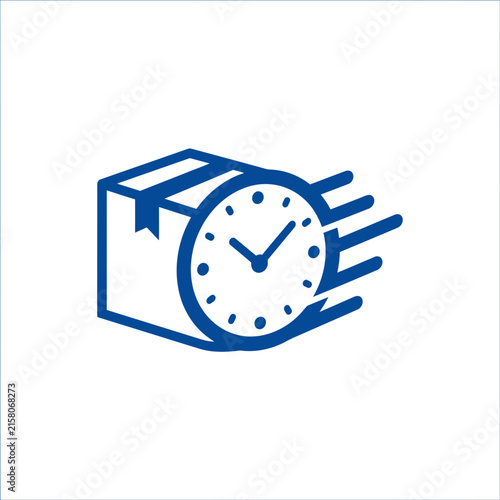 Foto A blue icon showing a fast delivery box with a clock