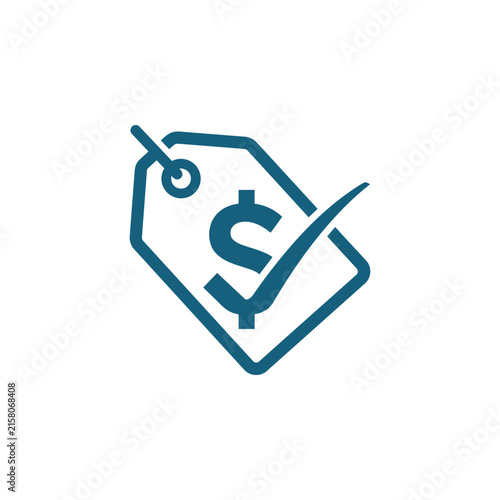 A blue icon showing a price tag with a currency symbol
