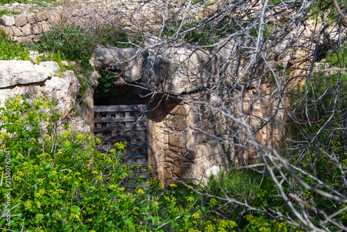 Archaeological site of Nea Paphos on Cyprus island. Rock-cut ancient tombs