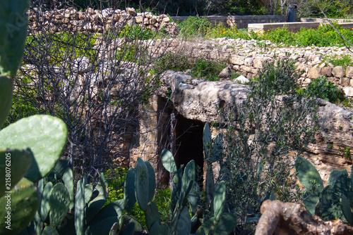 Archaeological site of Nea Paphos on Cyprus island. Rock-cut ancient tombs