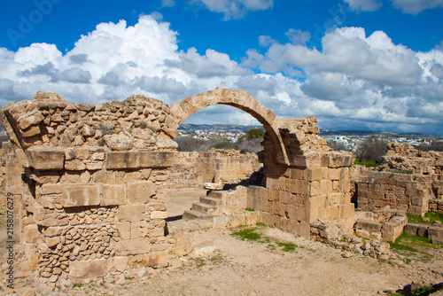 Archaeological site of Nea Paphos on Cyprus island. The Fourty Columns Fortress ruins