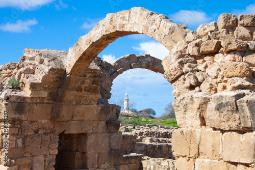 Archaeological site of Nea Paphos on Cyprus island. The Fourty Columns Fortress ruins