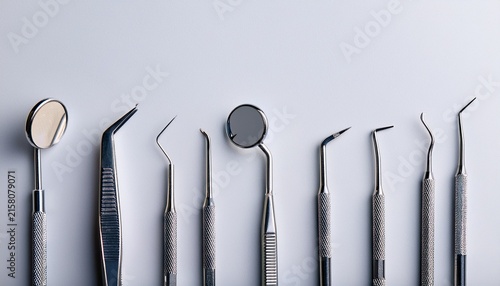 dental tools arranged on a white background