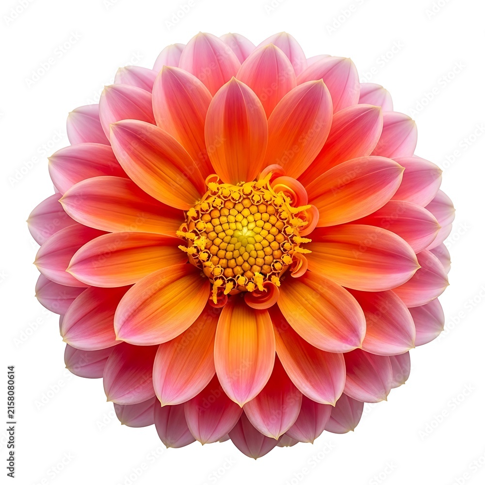 Fototapeta premium A close-up view of a vibrant pink and orange dahlia flower