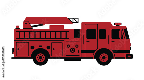 Flat Fire Truck Editable Vector Graphic