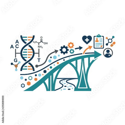 A conceptual illustration showing the bridge between science and health