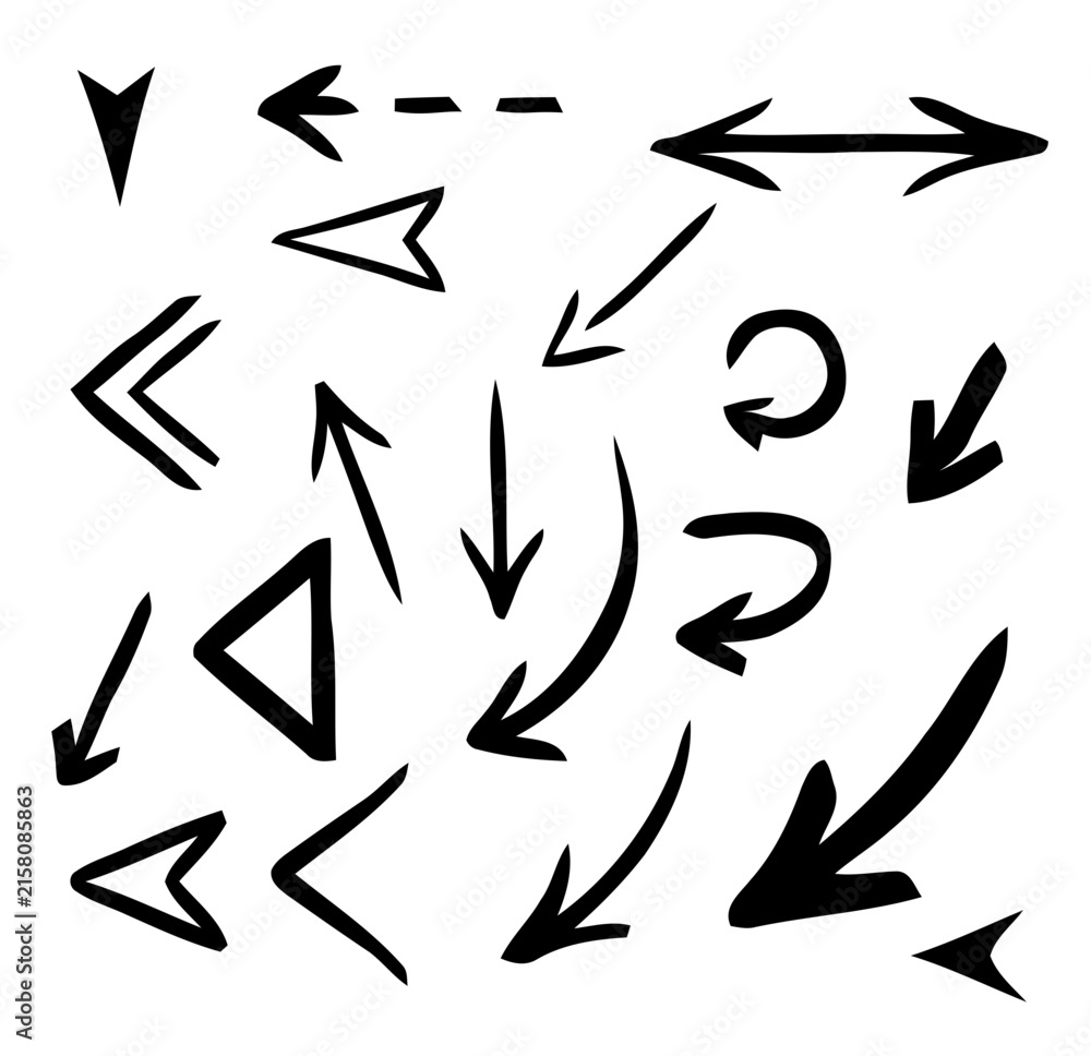 Fototapeta premium Hand Drawn Arrows Set Doodle Sketch Vector Illustration for Infographic Presentation and Creative Website Graphic Design