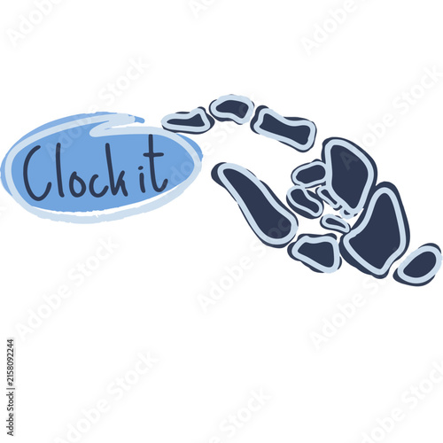 Cute Cartoon Skeleton Walking Toward a Clock It Sign with Bones