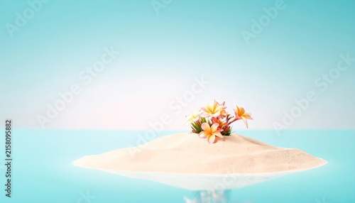 a small flower on top of a small island