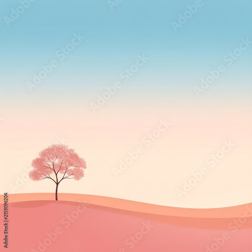 a tree in the desert with a blue sky