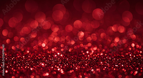 Luxurious Deep Red Glitter Bokeh Background with Brilliant Ruby Light Particles, Sparkling Highlights and Rich Festive Celebration Texture