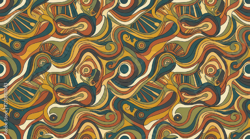 Abstract organic pattern with swirling lines and circles.