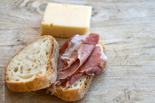 prosciutto bread cheese wooden board
