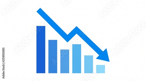 Downward trend bar chart with arrow