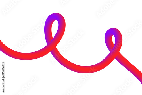 Vibrant Red-Purple Gradient Tube Winding Smoothly Across White Isolated on Transparent Background