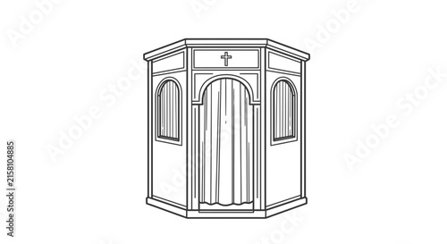 Confessional Booth Illustration Outline