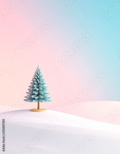 a small christmas tree in the middle of a snowy landscape