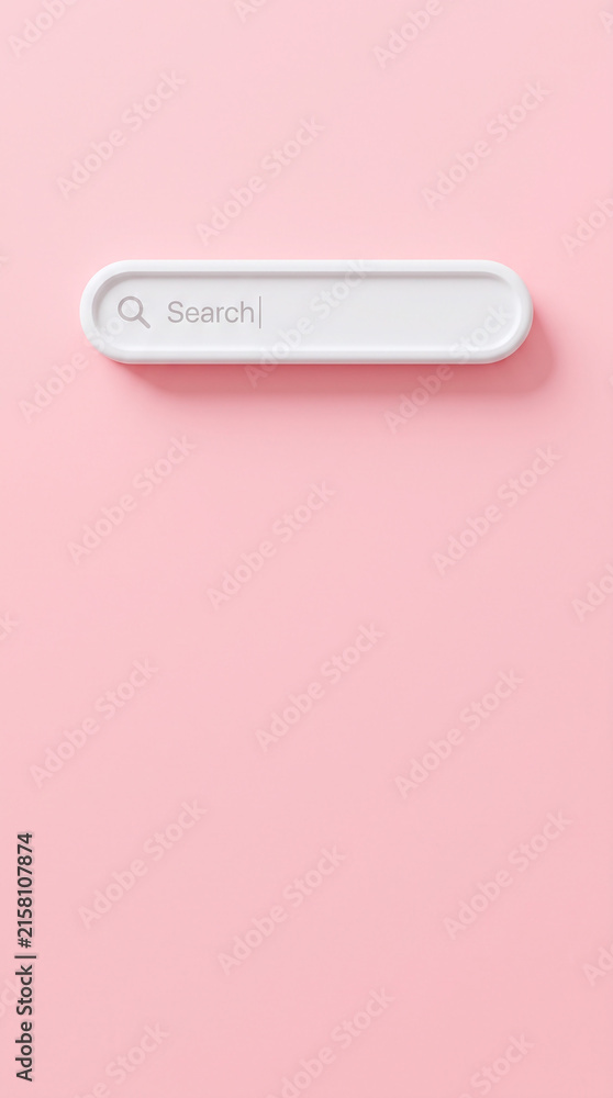 Fototapeta premium Minimalist search bar on a soft pink background with ample copy space